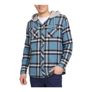Quiksilver Men's Hooded Flannel Plaid Blue Size M